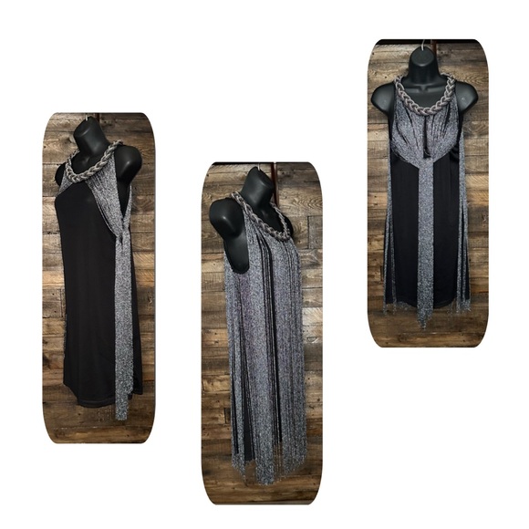 Unique Silver Fringed Dress NWT - Picture 2 of 13